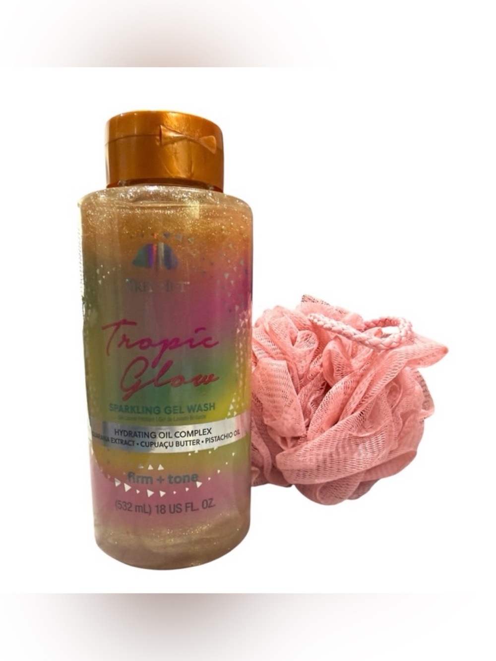 Tree Hut Tropic Glow Sparkling Gel Wash (18 oz) and Loofa Set